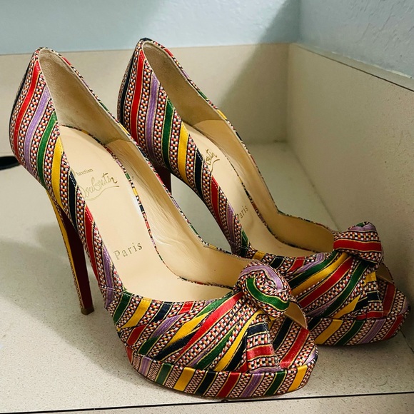 Christian Louboutin Multicolor Damas Striped Pumps 160mm - Picture 2 of 7